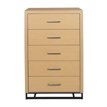 Noble House Cayuga Faux Wood 5 Drawer Dresser, Natural and Black