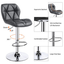 Alden Design Modern Adjustable Faux Leather Swivel Bar Stool Armless, 2pcs, Gray
