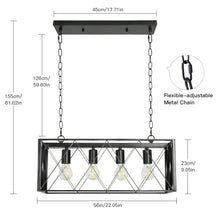 DingLiLighting 4-Light Farmhouse Industrial Kitchen Island Pendant Light, Black Ceiling Light, Metal Chandelier for Dinning Room, Modern, E26 Bulb Included