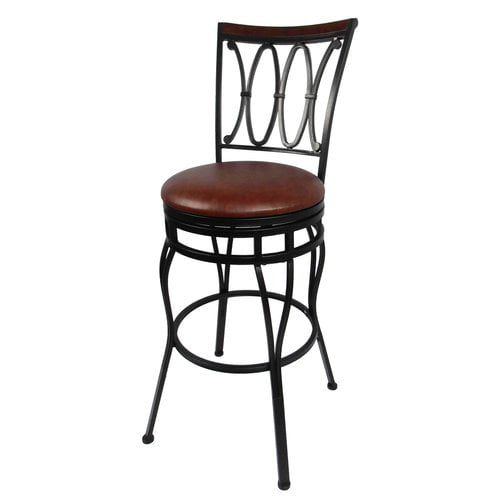 Better Homes & Gardens Adjustable 24" or 29" Brown PU Leather Swivel Barstool