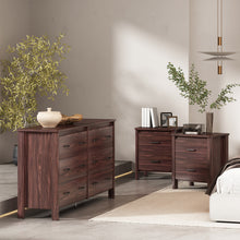 Noble House Hysham 3 Piece Double Dresser and Nightstand Set, Walnut