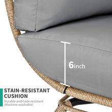 YITAHOME Wicker Egg Chair Outdoor Indoor Oversized Lounger with Stand and Cushions Egg Basket Chair for Patio Backyard Porch - Grey