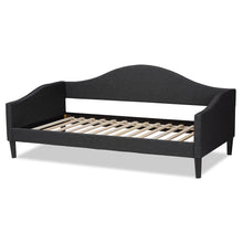 Baxton Studio Milligan Modern and Contemporary Charcoal Fabric Upholstered and Dark Brown Finished Wood, Twin Size Daybed