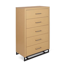 Noble House Cayuga Faux Wood 5 Drawer Dresser, Natural and Black