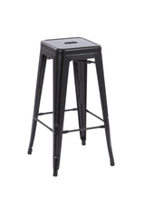 Howard 30inch Stackable Metal Barstool, Set of 4, Black Color, Backless Style, Full Assembled Stools