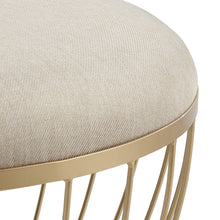Weston Home Harriette Fabric Upholstered Round Ottoman, Beige Linen