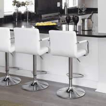 SMILE MART 2pcs Faux Leather Swivel Bar Stools for Home Counter, White
