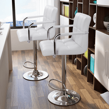 SMILE MART 2pcs Faux Leather Swivel Bar Stools for Home Counter, White
