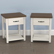 Lancaster Farmhouse Oak Top 1 Drawer Nightstand, Set of 2, Ivory