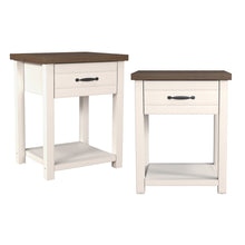 Lancaster Farmhouse Oak Top 1 Drawer Nightstand, Set of 2, Ivory