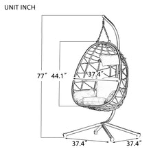 BaytoCare Indoor Outdoor Swing Chair Patio Wicker Hanging Egg Chair Hanging