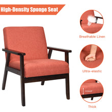 Gymax Fabric Armchair Wooden Upholstered Accent Chair Home Office Orange