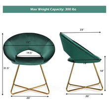 Gymax Set of 2 Accent Velvet Chairs Dining Chairs Arm Chair w/Golden Legs Dark Green