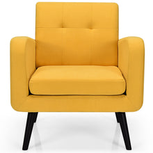 Gymax 2PCS Accent Armchair Single Sofa Chair Home Office w/ Wooden Legs Yellow