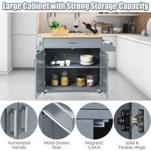 Costway Rolling Kitchen Island Cart Storage Cabinet w/ Towel & Spice Rack Gray