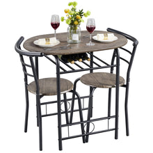 Alden Design 3pcs Wooden Dining Set with Round Table and Chairs, Drift Brown