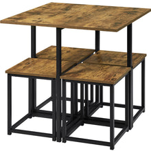 Alden Design 5pcs Industrial Dining Set for Home, Rustic Brown