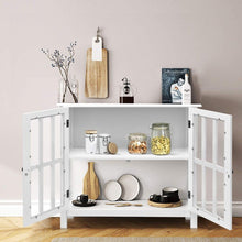 Ktaxon Storage Sideboard Buffet, Wooden Console Storage Cabinet with Transparent Doors,White