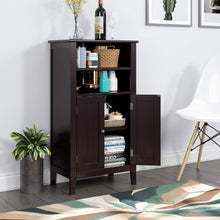 Homfa Bathroom Storage Cabinet, Wood Bathroom Storage Organizer with 2 Doors, Bathroom Cabinet with Shelves and Storage, Dark Brown Finish