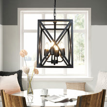 Depuley 4-Light Pendant Lighting, Adjustable Farmhouse Pendant Light Fixtures, Ceiling Hanging Lantern Chandelier E26 Base Black Painted