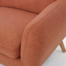 Noble House Abitha Fabric Tufted Sofa, Burnt Orange, Natural Oak