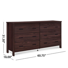 Noble House Hysham 3 Piece Double Dresser and Nightstand Set, Walnut