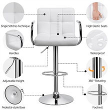 SMILE MART 2pcs Faux Leather Swivel Bar Stools for Home Counter, White