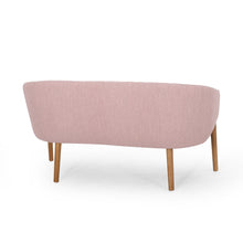 Noble House Nickolas Mid Century Fabric Upholstered Loveseat, Light Blush