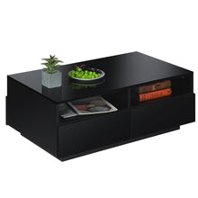 High Gloss Coffee Table LED Coffee Centre Table with Storage for Living Room, Black