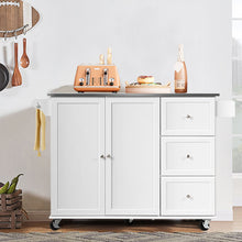 Costway Kitchen Island 2-Door Storage Cabinet Stainless Steel Top w/Drawers White