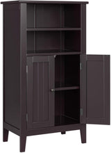 Homfa Bathroom Storage Cabinet, Wood Bathroom Storage Organizer with 2 Doors, Bathroom Cabinet with Shelves and Storage, Dark Brown Finish