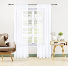 Utopia Bedding Sheer Curtains White 2 Panels Set Rod Pocket Drapes