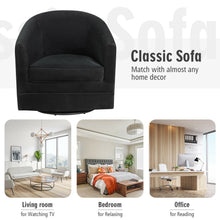 Gymax Set of 2 Modern Swivel Barrel Chair Velvet Accent Chair with Metal Base