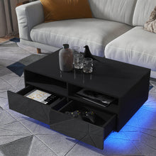 High Gloss Coffee Table LED Coffee Centre Table with Storage for Living Room, Black