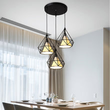 Industrial 3-Lights Pendant Light Fixture, Metal Cage Pendant Lighting Black, E27 Socket Vintage Cage Hanging Ceiling Lamp, Industrial Lighting Fixture for Kitchen Home Lighting (Cage Pendant Light)