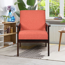 Gymax Fabric Armchair Wooden Upholstered Accent Chair Home Office Orange