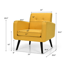 Gymax 2PCS Accent Armchair Single Sofa Chair Home Office w/ Wooden Legs Yellow