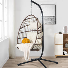 Cozy Castle Foldable PE Wicker Hanging Egg Chair with Stand w/ Cushion, Pillow & Protective Cover, Capacity 350lbs