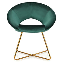 Gymax Set of 2 Accent Velvet Chairs Dining Chairs Arm Chair w/Golden Legs Dark Green