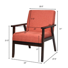 Gymax Fabric Armchair Wooden Upholstered Accent Chair Home Office Orange