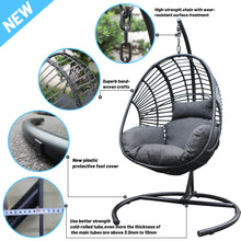 Wicker Swing Egg Chair,UV Resistant Cushion with Steel Stand, Hand Made Wicker Rattan Chair, 350LBS Capacity