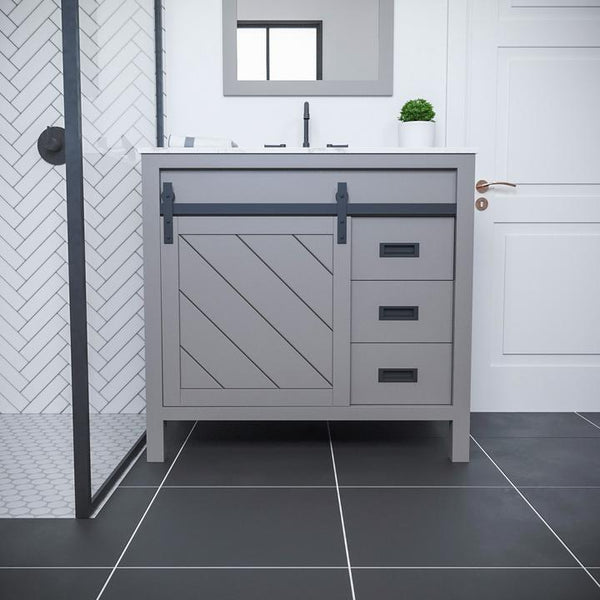 Kinsley 36" Single Bathroom Vanity Set In Marble Countertop
