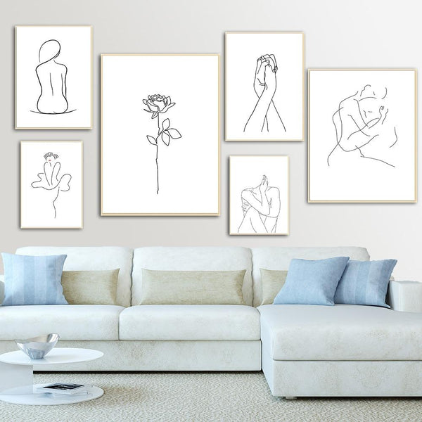 Abstract Lady Line Canvas Wall Art