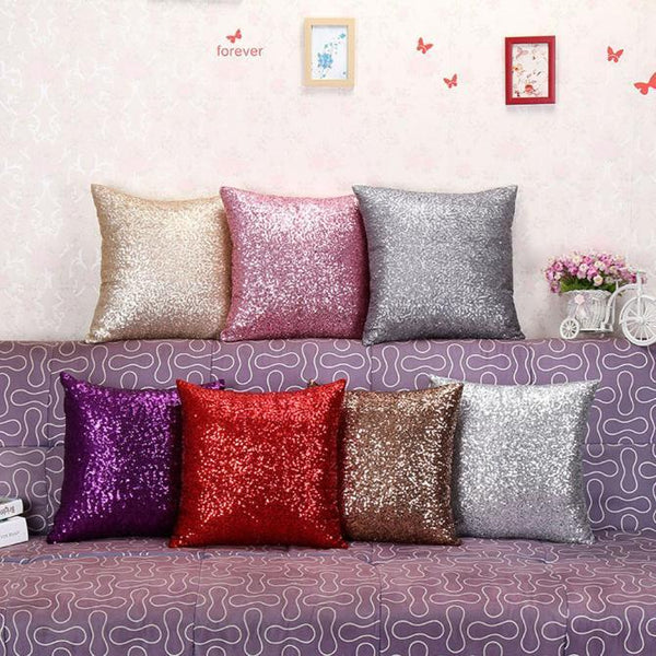 Solid Color Glitter Sequins Throw Pillow