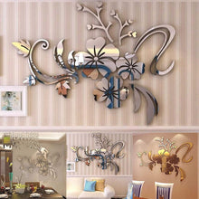 3D Mirror Floral Art Removable Wall