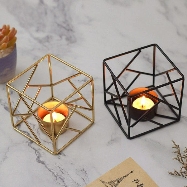 Gold Black Iron Art Candlestick