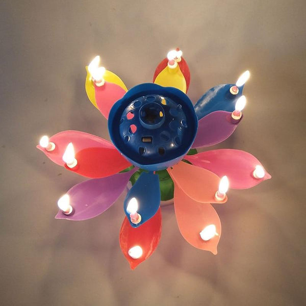 Lotus Flower Shape Rotating Musical Decoration