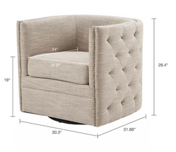Madison Park Capstone Swivel Chair in Creme