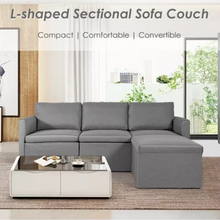 Costway Convertible L-Shaped Sectional Sofa Couch with Reversible Chaise-Dark Gray