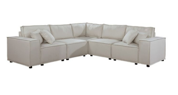 Contemporary Home Living 8.25' Cream Beige Linen Modular Sectional Sofa